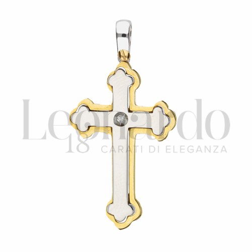 Modello Senza Cristo con Diamante in Oro Giallo e Oro Bianco da 2,5gr.