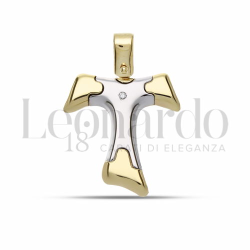Modello Senza Cristo - Con bordi con Diamante in Oro Giallo e Oro Bianco da 2gr.