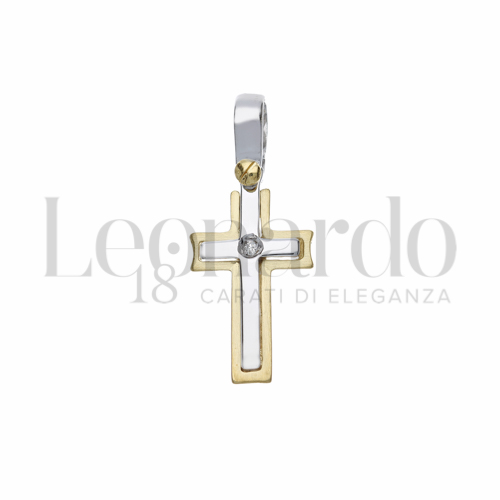 Modello Senza Cristo con Diamante in Oro Giallo e Oro Bianco da 1,5gr.