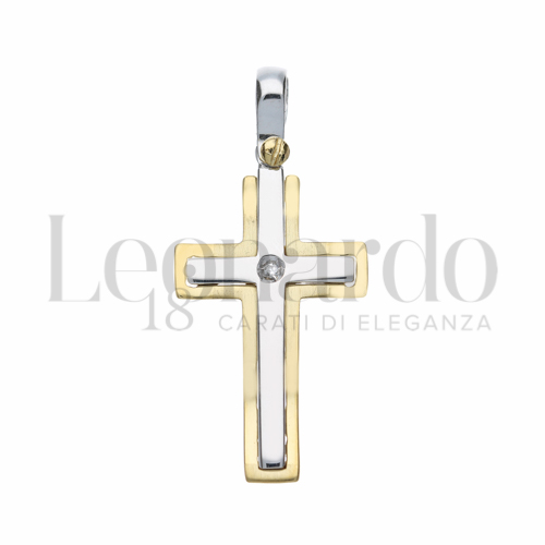 Modello Senza Cristo con Diamante in Oro Giallo e Oro Bianco da 2,6gr.