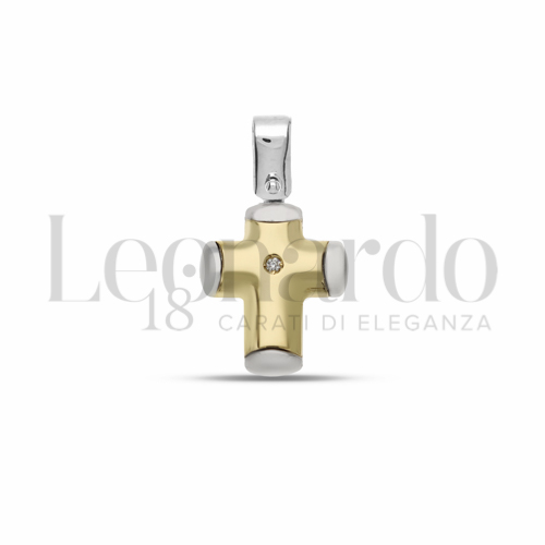 Modello Con bordi con Diamante in Oro Giallo e Oro Bianco da 1,1gr.