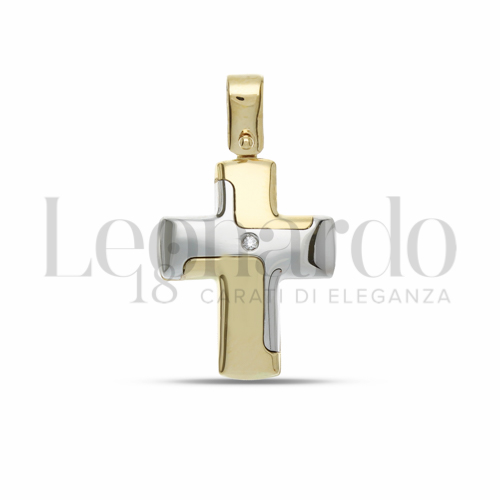 con Diamante in Oro Giallo e Oro Bianco da 1,8gr.