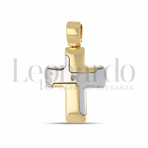 con Diamante in Oro Giallo e Oro Bianco da 3,1gr.