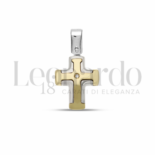 con Diamante in Oro Giallo e Oro Bianco da 1,3gr.