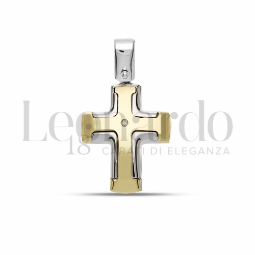 con Diamante in Oro Giallo e Oro Bianco da 1,8gr.
