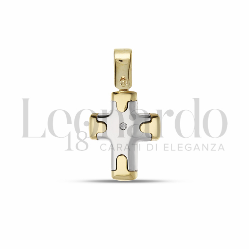 Modello Con bordi con Diamante in Oro Giallo e Oro Bianco da 1,4gr.