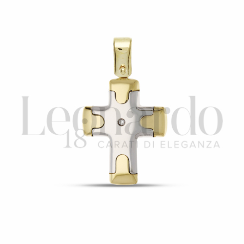 Modello Con bordi con Diamante in Oro Giallo e Oro Bianco da 1,9gr.