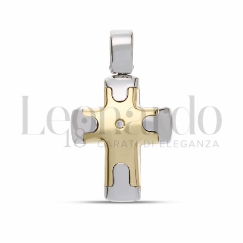 Modello Senza Cristo - Con bordi con Diamante in Oro Giallo e Oro Bianco da 3,1gr.