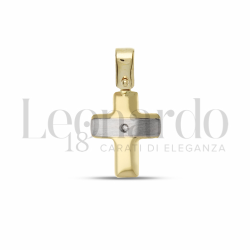 con Diamante in Oro Giallo e Oro Bianco da 1,1gr.