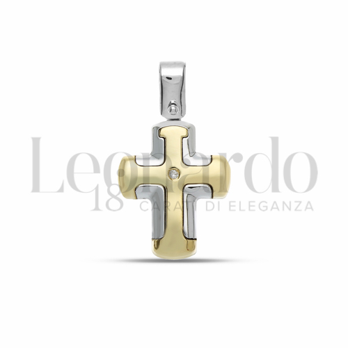 con Diamante in Oro Giallo e Oro Bianco da 1,6gr.