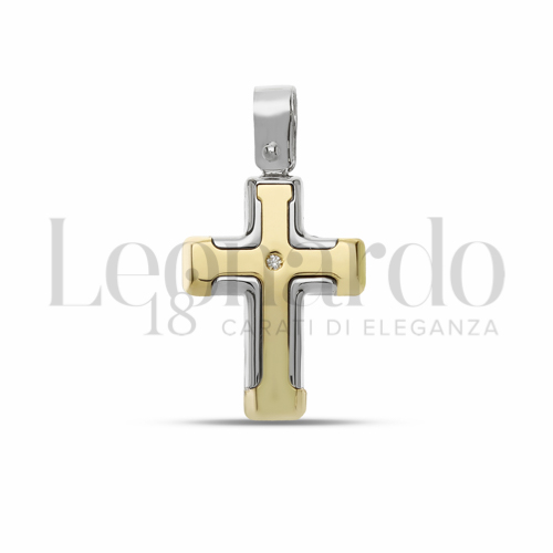Modello Senza Cristo - Con bordi con Diamante in Oro Giallo e Oro Bianco da 1,6gr.