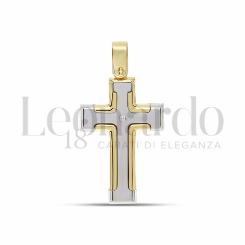 Modello Senza Cristo - Con bordi con Diamante in Oro Giallo e Oro Bianco da 2,2gr.