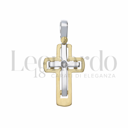 Modello Senza Cristo con Diamante in Oro Giallo e Oro Bianco da 2,3gr.