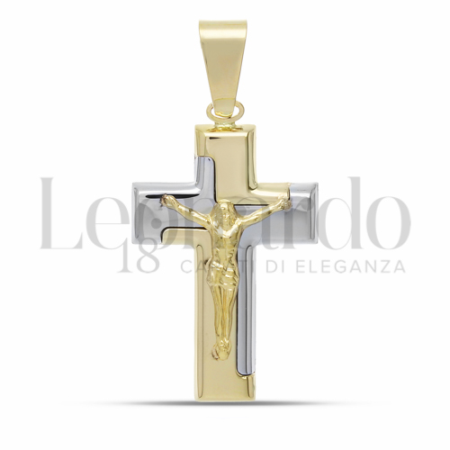 Modello Con Cristo con Diamante in Oro Giallo e Oro Bianco da 3,6gr.