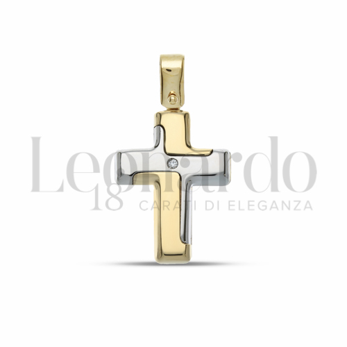 Modello Senza Cristo con Diamante in Oro Giallo e Oro Bianco da 1,6gr.