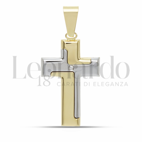 Modello Senza Cristo con Diamante in Oro Giallo e Oro Bianco da 3,4gr.