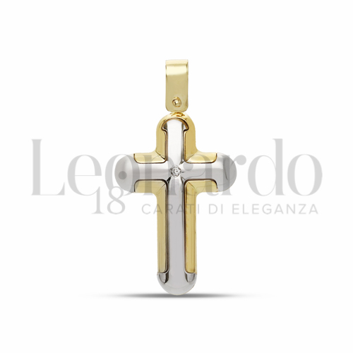 con Diamante in Oro Giallo e Oro Bianco da 2gr.