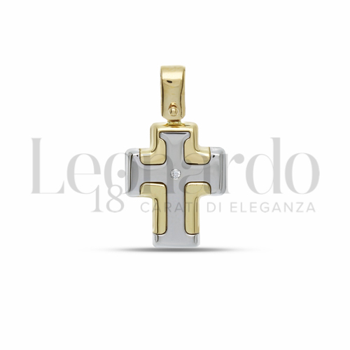 con Diamante in Oro Giallo e Oro Bianco da 1,6gr.