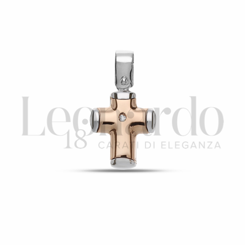 Modello Senza Cristo - Con bordi con Diamante in Oro Rosa e Oro Bianco da 1,1gr.