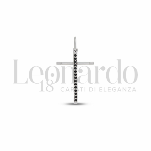 Modello Senza Cristo con Zircone nero in Oro Giallo e Oro Bianco da 1,3gr.