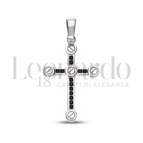 Modello Senza Cristo con Zirconi neri in Oro Bianco da 2,2gr.