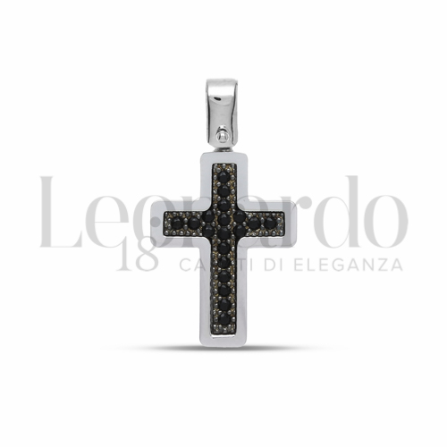 Modello Senza Cristo con Zirconi neri in Oro Bianco da 2gr.