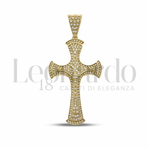 Modello Senza Cristo con Pav&eacute; di zirconi bianchi in Oro Giallo da 12,7gr.