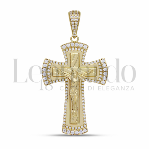 Modello Con Cristo con Pavé di zirconi bianchi in Oro Giallo da 11,7gr.