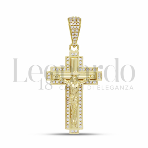 Modello Con Cristo con Pavé di zirconi bianchi in Oro Giallo da 7,2gr.