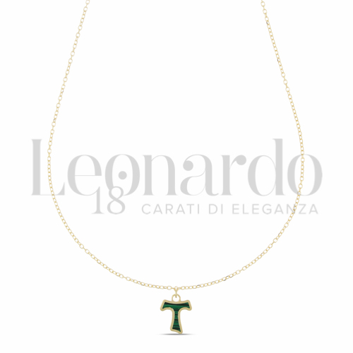 Modello Con Catenina Passante da 42 cm con rid a 40 cm con Malachite in Oro Giallo da 1gr.