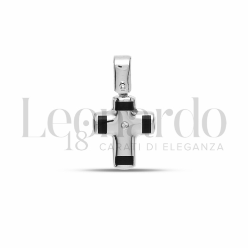 Modello Senza Cristo - Con bordi con Onice e Diamante in Oro Bianco da 1gr.