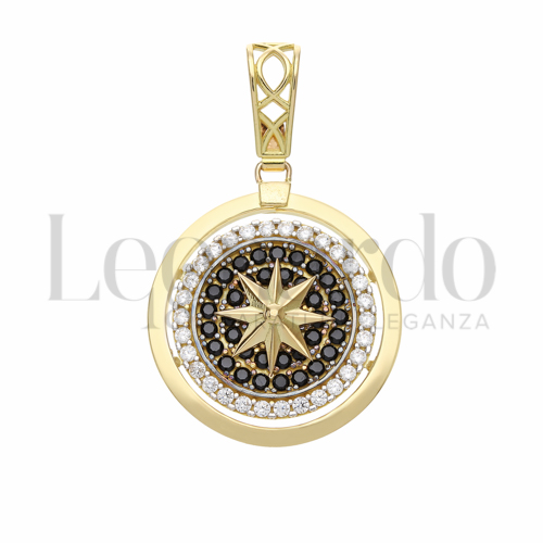 Misura 2° Misura con Cuore di zirconi neri e contorno di zirconi bianchi in Oro Giallo e Oro Bianco da 7,2gr.