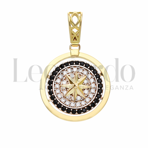 Misura 2° Misura con Pavè di zirconi Neri e zirconi bianchi in Oro Giallo e Oro Bianco da 7,4gr.