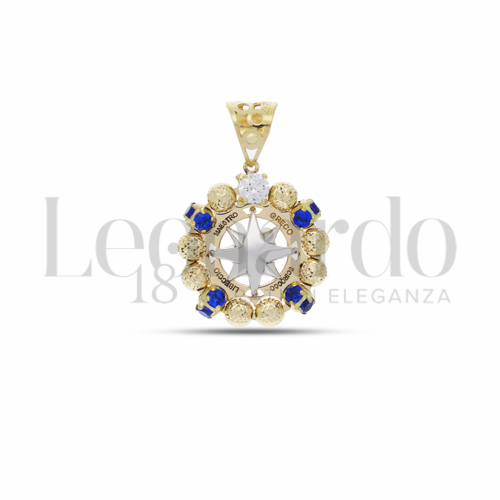 Misura 1° Misura con Zirconi blu e zirconi bianchi in Oro Giallo e Oro Bianco da 3,7gr.
