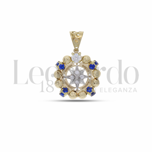 Misura 1° Misura con Zirconi blu e zirconi bianchi in Oro Giallo e Oro Bianco da 3,5gr.