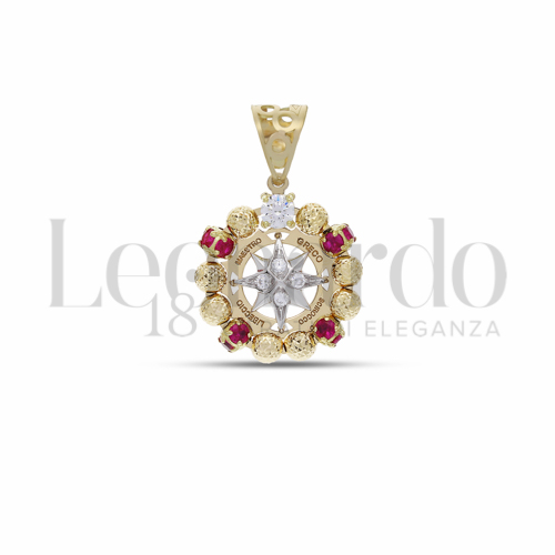 Misura 1° Misura con Zirconi rossi e zirconi bianchi in Oro Giallo e Oro Bianco da 3,4gr.