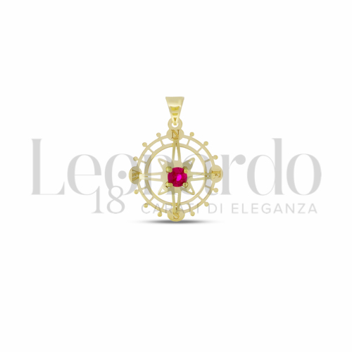 Misura Micro con Zircone rosso in Oro Giallo da 0,6gr.