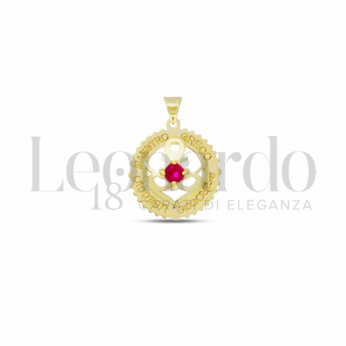 Misura Micro con Zircone rosso in Oro Giallo da 0,8gr.