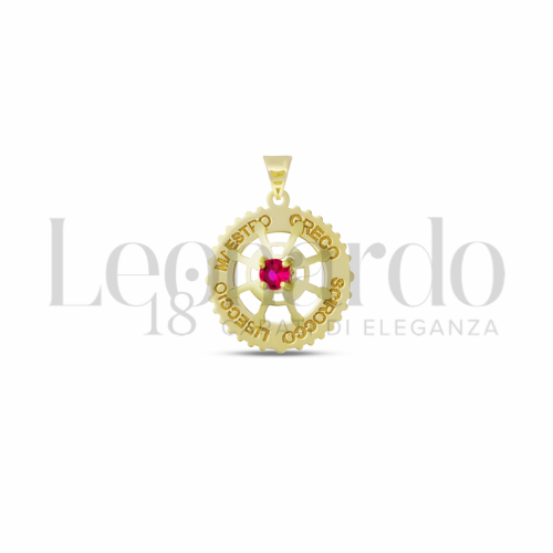 Misura Micro con Zircone rosso in Oro Giallo da 0,7gr.