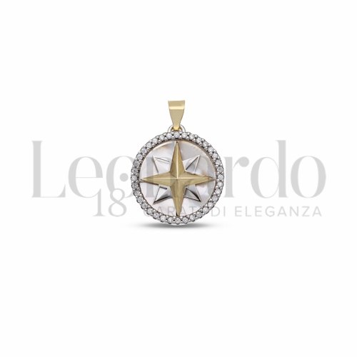 con Madreperla e zirconi in Oro Bianco e Oro Giallo da 2,6gr.