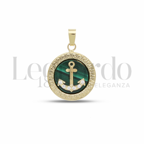 con Malachite e Zirconi Bianchi in Oro Giallo da 1,7gr.