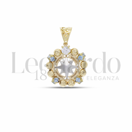 Misura 1° Misura con Zirconi azzurri e zirconi bianchi in Oro Giallo e Oro Bianco da 3,5gr.
