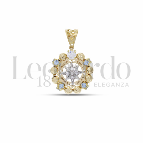 Misura 1° Misura con Zirconi azzurri e zirconi bianchi in Oro Giallo e Oro Bianco da 3,5gr.