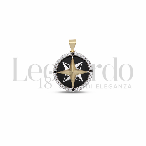 con Onice, zirconi bianchi e neri in Oro Bianco e Oro Giallo da 2,6gr.