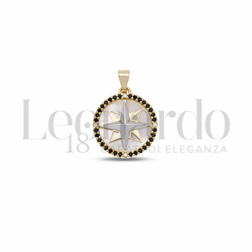 con Madreperla, zirconi neri e bianchi in Oro Giallo e Oro Bianco da 2,5gr.