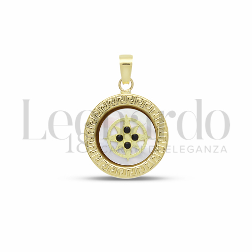 con Madreperla e Zirconi neri in Oro Giallo da 1,6gr.