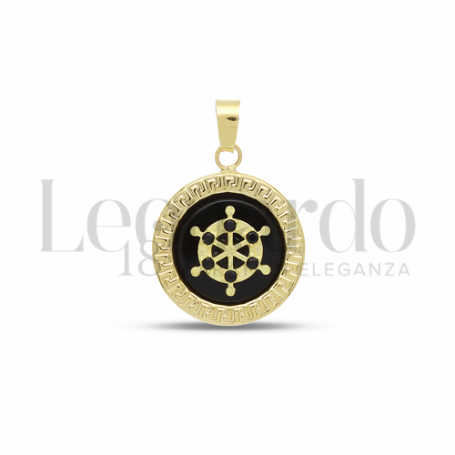 con Onice e Zirconi Neri in Oro Giallo da 1,6gr.