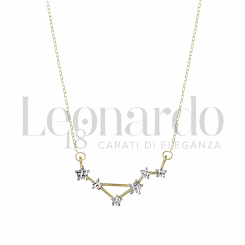 Segno Bilancia in Oro Giallo e Oro Bianco da 2,3gr.