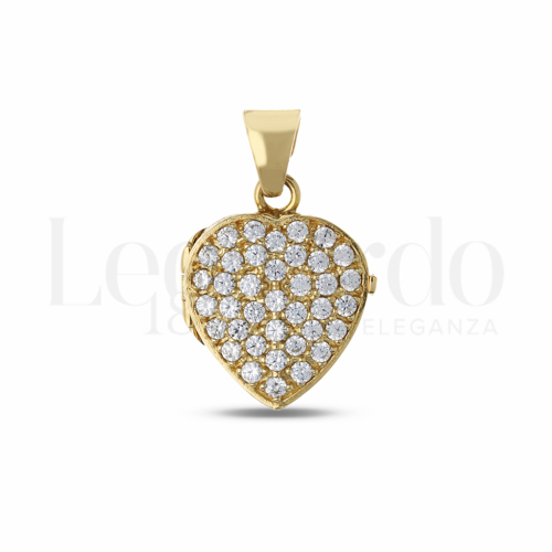 Lucida con Pavé di zirconi bianchi in Oro Giallo da 5,1gr.
