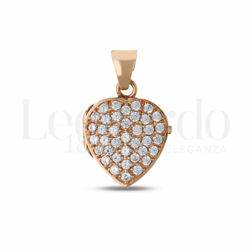 Lucida con Pavé di zirconi bianchi in Oro Rosa da 5gr.